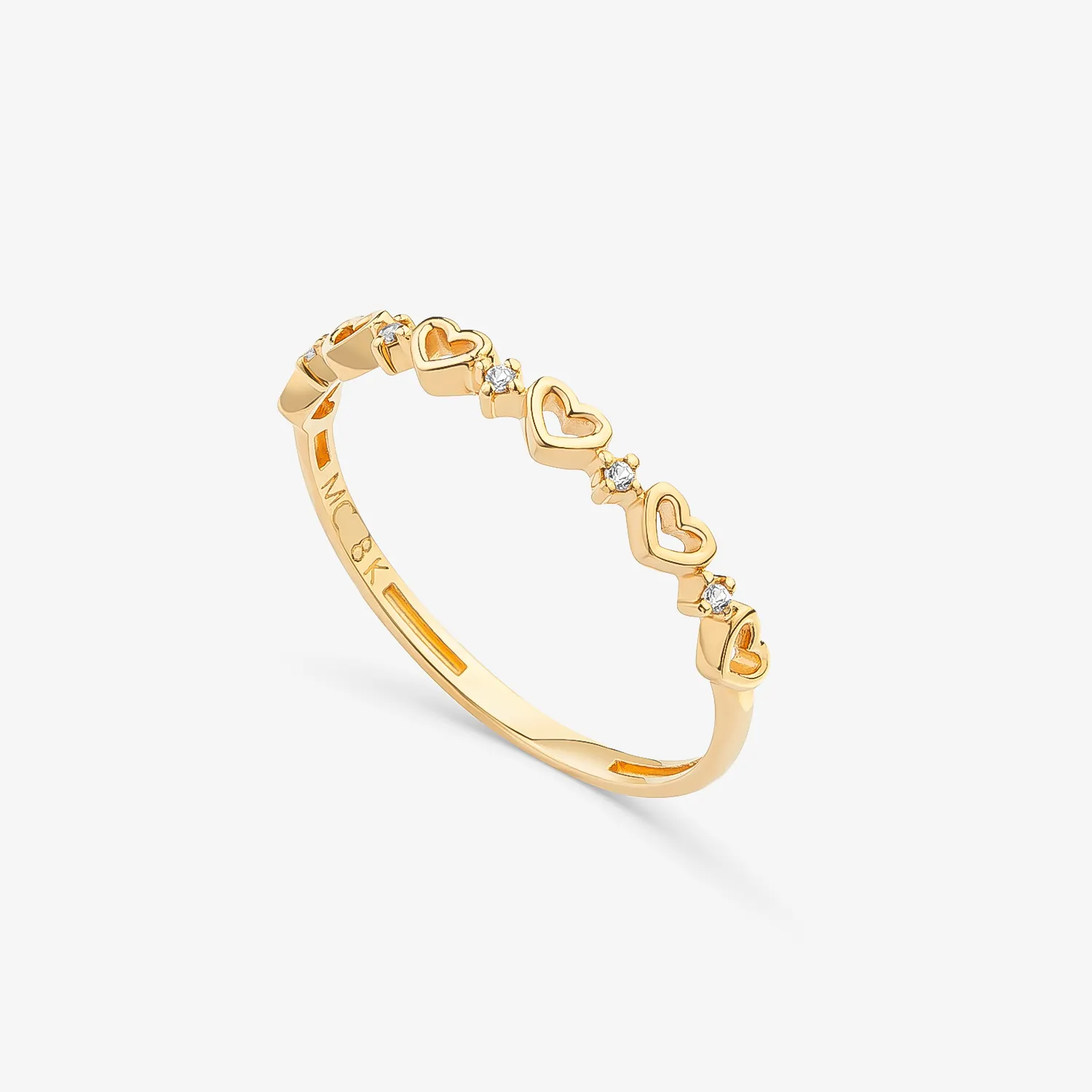 Anel Coração de Safira em Ouro Amarelo 18k