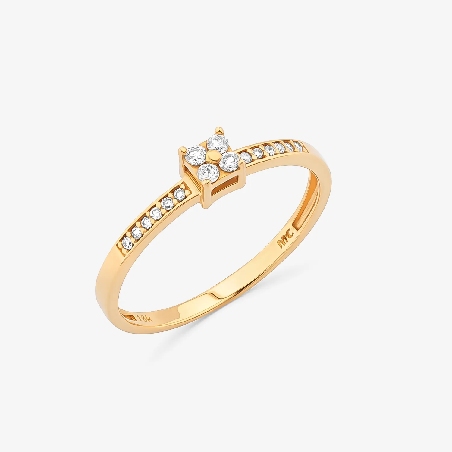 Anel Solitário com 14 Pontos de Diamante ...